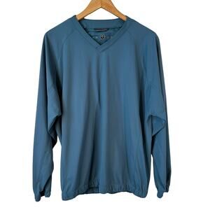 VTG Y2K 90s NIKE GOLF Men's V Neck Pullover Swoosh Windbreaker Jacket Blue Small